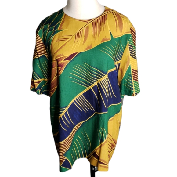 PALM Leaf Abstract Print Tropical Jamaica  Vibes Susan Graver Coastal Grandma ♡ - Picture 3 of 7